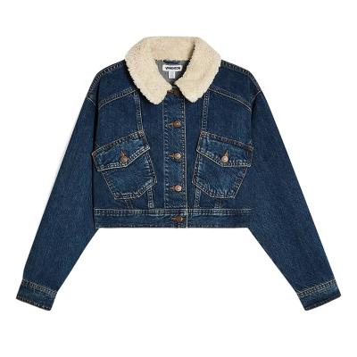 China Crop Collar Fleece Apparel News Womens Breathable Jeans Jackets For Autumn Winter Clothing for sale