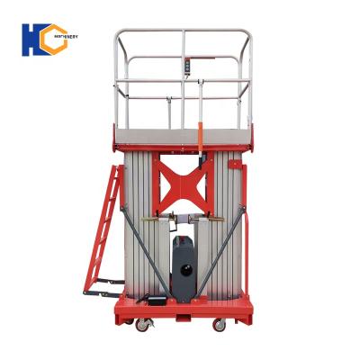 China Easy Lifting Operation Safety Convenience 6-16m Height Double Masts Lift Aluminum Single Person Elevator for sale