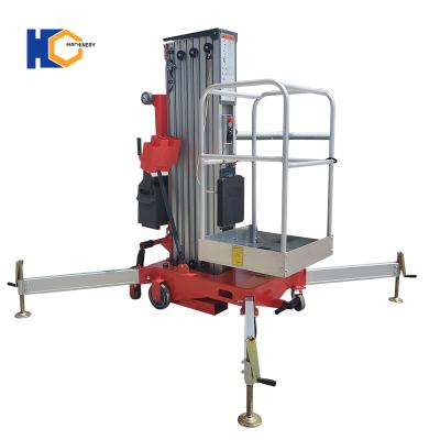 China Hotels 6m Aluminum Alloy Mast Electric Lift Hydraulic Platform One Person for sale