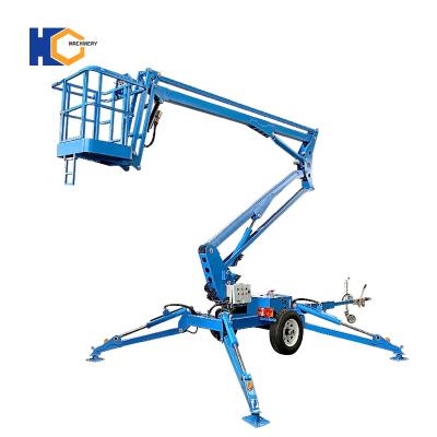 China Hotels trailer mounted towable boom lift cherry picker aerial work platform articulating towable man lift boom for sale