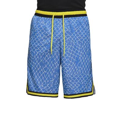 China 100%Fabric Mesh Basketball Shorts OEM Breathable Blue Custom Sublimation Shorts For Mens Basketball for sale