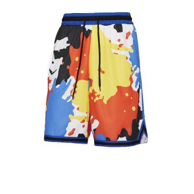 China Men's Breathable Tie Dye Sublimation Printing Mesh Basketball Shorts With Side Pocket for sale