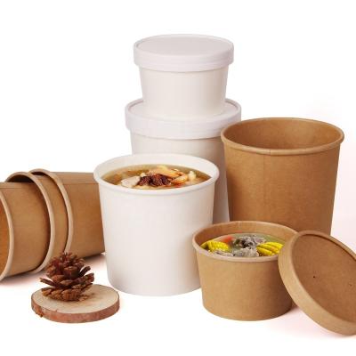 China Biodegradable Custom Printing Color 12 oz 500ml 850ml 1000ml 1300ml Take Out Food Container Rounded Biodegradable Disposable Paper Cups for sale