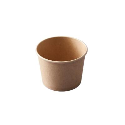 China Biodegradable Disposable Kraft Paper Soup Bowl With Snack Paper Lid Noodle Soup Takeaway Packaging Cup for sale