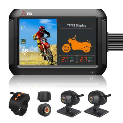 China Plastic; VSYS F9X Dual 1080P Fisheye 4.0 IPS Full Metal Screen Waterproof Motorcycle Scooter Tricycle DVR Supports TPMS and Rollover Mode for sale