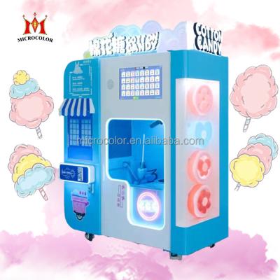 China Wholesale Full Automatic Electric Snacks Factory Sale Cotton Silk Flowers Candy Making Vending Machine/Microcolor Cotton Candy Machine for sale