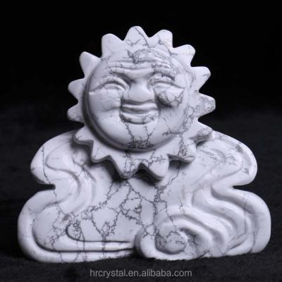 China China Wholesale Customized Crystal Carvings Healing Gemstone Howlite Crystal Sun Man For Home Decoration for sale