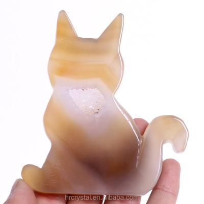 China Wholesale Geode Crystal Cat For Souvenir Gift from Crystal Carvings Decorative Polished Healing Agate from China for sale