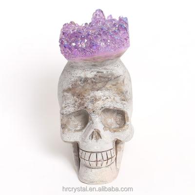 China Wholesale Aura Crystal Cluster Gemstone Skulls Large Crystal Skulls For Decoration life size from China for sale