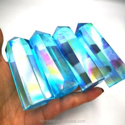 China Wholesale Folk Crafts Europe Aura Crystal Quartz Points Blue Angel Aura Clear Quartz Crystal Point For Sale for sale