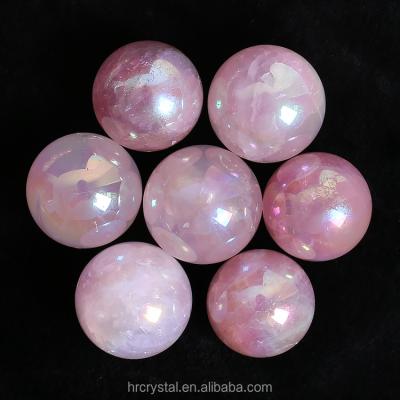 China Europe Healing Crystal Stone Electroplate Ball Polished Angel Aura Rose Quartz Sphere For Sale for sale