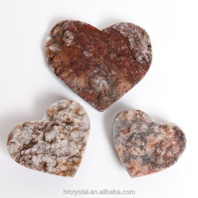 China China Wholesale Natural Rough Crystals Heart Hand Carved Druzy Agate Heart For Healing Decoration for sale