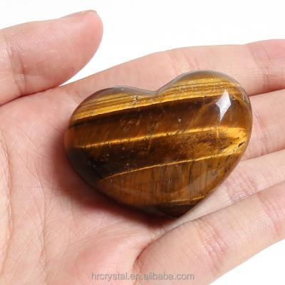 China Wholesale Gold Crystal Heart Carvings Healing Gemstone Tiger Eye Heart For Home Frozen Decoration From China for sale