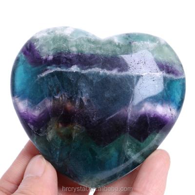 China China Wholesale Natural Rainbow Quartz Carving Heart Fluorite Hearts For Gift for sale