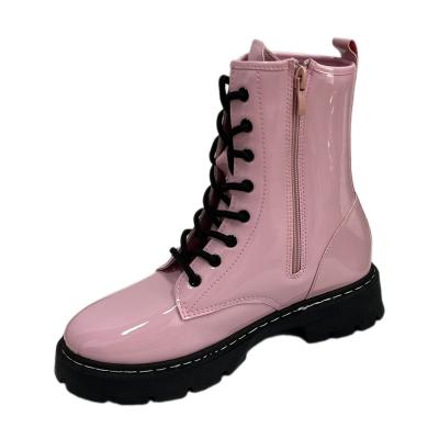 China Anti-slip 2023 High Quality Light Non-Slip Leather Pink Women Martin Ankle Boots Shoes for sale