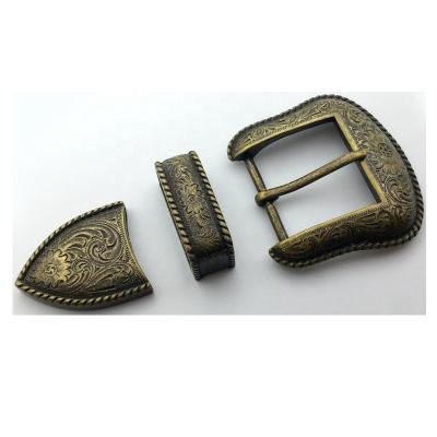 China Durable Vintage Western Belt Buckles Factory 3 Piece Buckle Sets for sale