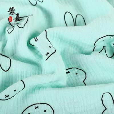 China Lovely Anti-Static Design 100 Cotton Double Printing Cotton Gauze Fabric For Baby for sale