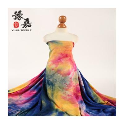 China Nice Design 170gsm Anti-Static Tie Dyed T-shirt Fabric Polyester Elasticity Knitting Fabric for sale