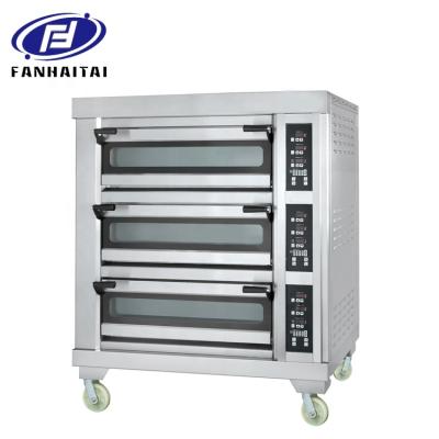 China Bakery FHT-China Factory Price Good Bread Baking Ovens, Commercial Bakery Machinery, European Style 3 Deck 6 Tray Electric Baking Oven for sale