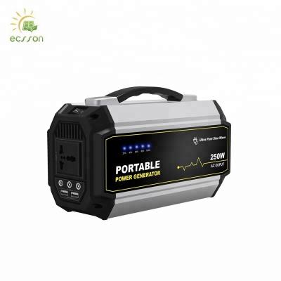 China AC 240V and DC and USB Home Output 250 Watt Solar Portable Generator for Laptop, Camping and Home Appliance Use for sale