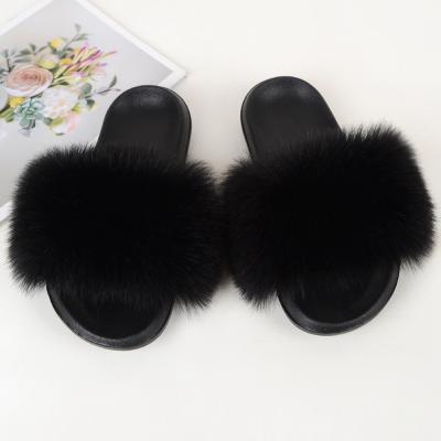 China LW-A-02016 Autumn and winter fur women's faux fox anti-slippery sandals home single slipper woman for sale