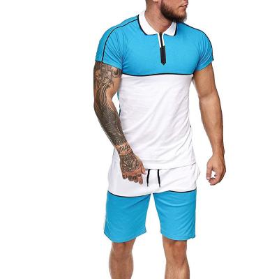 China LW-H515 1/4 Zipper QUICK DRY Shorts Shorts Shorts Stripe T-Shirts And Shorts 2 PC Sweat Shorts Sets Men for sale