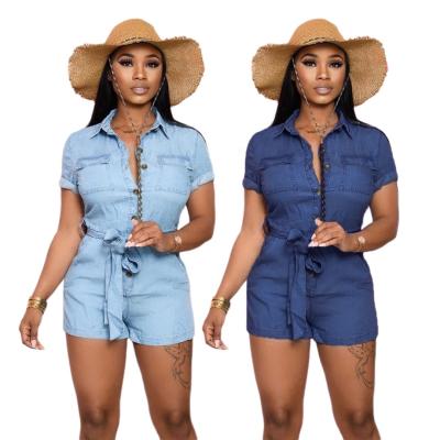 China High Quality Overall Color Fade Proof LW-SMR9715 Jeans Overalls Denim Blue Jeans Shorts For Women for sale