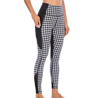 China LW-Elastic Print Breathable Fitness Houndstooth Active Tights With Pocket Woman Gaiters Sport And Yoga for sale