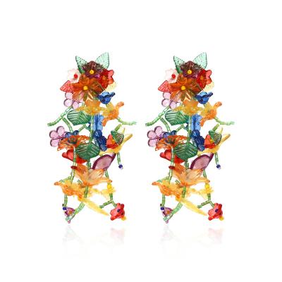 China Cute Geometric Maids Jewelry Women's Luxury Floral Resin Plastic Earrings Stud Earrings for sale