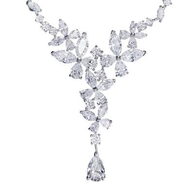 China Romantic Fine Jewelry Women's Crystal Jewelry Pendant Necklace White Silver Plated for sale