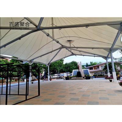 China 0.065mm Fabric Tent Shade Structure Sunshade PVDF PTFE Car Park Tension Membrane Structure for sale