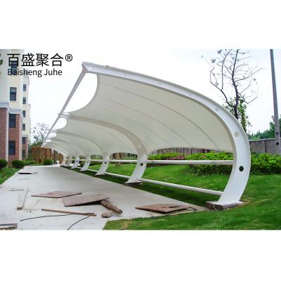 China PVDF/PTFE PVC Coated T Tensile Car Parking Structure Shed Fire Resistance for sale