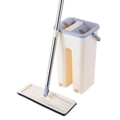 China Sustainable Factory Outlet White Card Easy Clean Scratch Mop Home Microfiber Squeeze Flat Mop With Bucket for sale