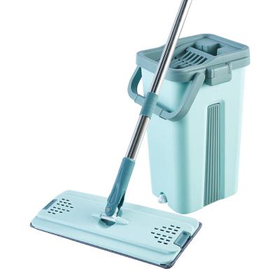 China Hot Selling High Quality Sustainable Self Self Free Hand Wash And Dry Medium Size Squeeze Flat Mop Cleaning Flat Mop And Bucket Set for sale