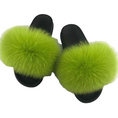 China CUSHIONING Fashion Colorful Cute Light Unique Unisex EVA Fox Slippers Real Fur Slide, Furry Warm Sandals Slippers, Soft Fur Slippers for sale