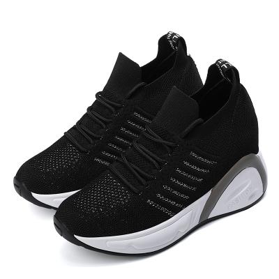 China CUSHIONING fashion walking stepping up casual breathable leather sports women wedge shoes, latest women sneakers shoes, shoes women sneakers for sale