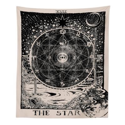 China Simple Custom Printed Chinese Psychedelic Astrology Moon Sun Wall Tapestry for sale