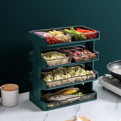 China Wholesale Stackable Viable Side Dishes Cooking Food Storage Organizer Plates Multi-Layer Kitchen Storage Rack Organizer for sale