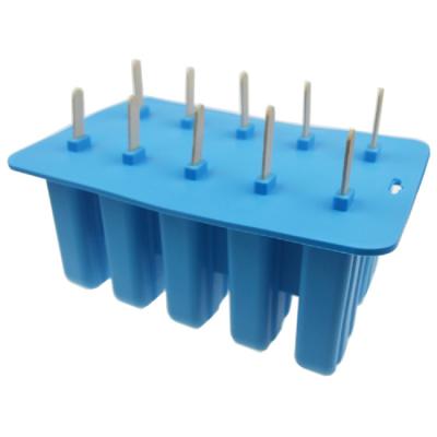 China Viable New Style DIY Ice Cream Mold 10 Grid Silicone Ice Cream Maker Creative Popsicle Mold for sale