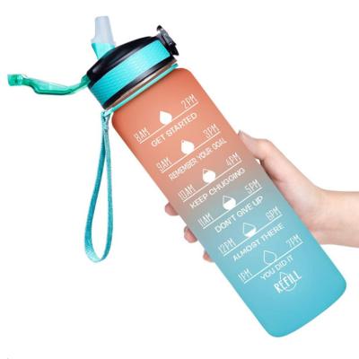 China Hot Selling Viable Product Gym Water Bottle 1000ML Filter Drinking Water Bottle With Time Marker And Straw for sale