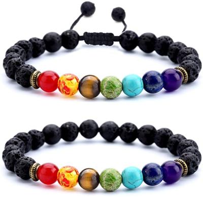 China Fashion Gemstone Healing Worry Crystal Natural Stone Chakra Bracelet Relaxation Reiki Yoga Diffuser Bracelet for sale