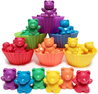 China ABS Math Rainbow Preschool Kids Counting Toys Counting Bears with Matching Sorting Cups for sale