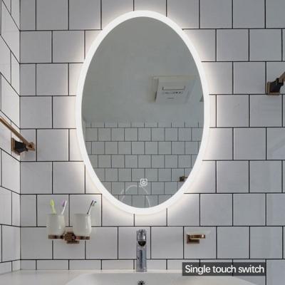 China Oval Backlit Light Led Mirror Wall Mount Furniture Illuminated Modern Makeup Lighted Mirror For Bathroom for sale