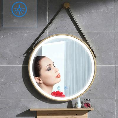 China Bright Mirror Factory Framed Smart Home Lighting Furniture Round Wall Hanging Mirror For Bathroom for sale