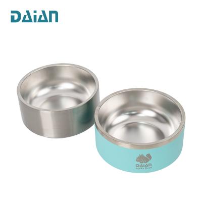 China Viable Wholesale Daian New Design 64oz Stainless Steel Dog Bowl Pet Food Bowl With Non-slip Bottom for sale