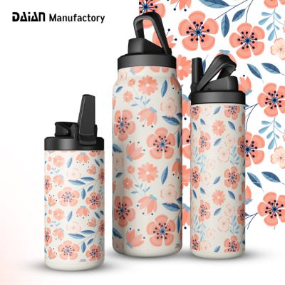 China 2021 New Style Sustainable Flower Gifts Design 12oz Double Wall Stainless Steel Water Bottle For Kids for sale