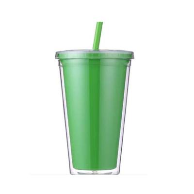 China Sustainable Customized Tumbler Plastic Acrylic Cup With Lid Double Wall for sale