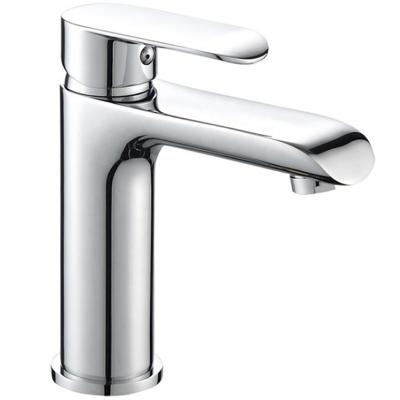 China Metered Faucets Shape Modern Design Contemporary Chrome Single Hole Brass Body Bathroom Faucet Water Tap Brass Single Hole Basin Faucet for sale