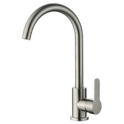 China Thermostatic Faucets Brushed 304 Stainless Steel Basin Gooseneck Hot and Cold Faucets Bathroom Mixer Taps for sale