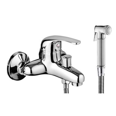 China Without Sliding Bar 2 Hole Tub Bath Shower Wall Mounted Mixer Tap Water Faucet Set Tap Water Shower Bath Faucet Sets Brass For Bathroom for sale